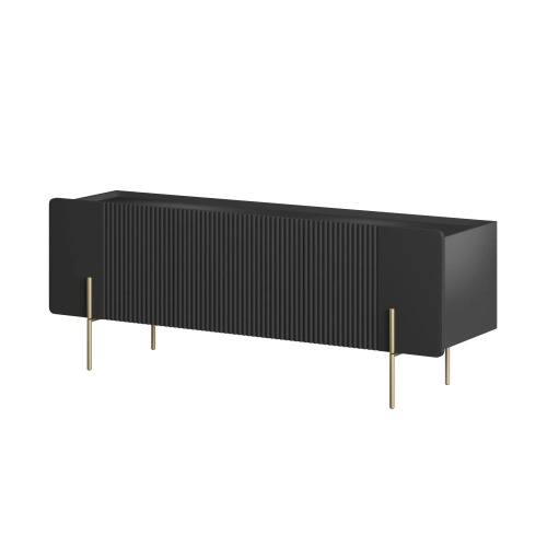 Szafka RTV Malmi 150 cm - czarny mat / złote nóżki
